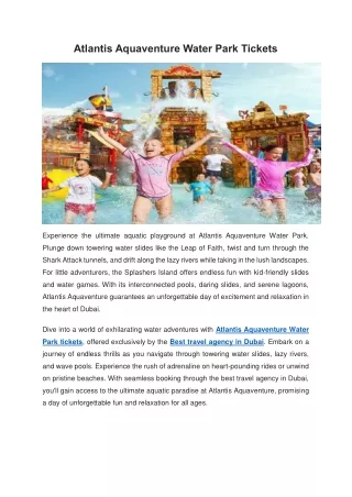 Atlantis Aquaventure Water Park Tickets