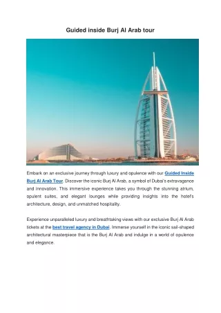 Guided inside Burj Al Arab tour