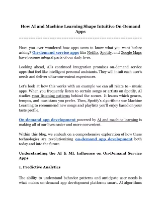 How AI and Machine Learning Shape Intuitive On-Demand Apps