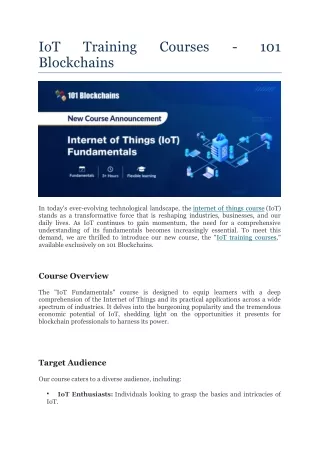 IoT Training Courses - 101 Blockchains