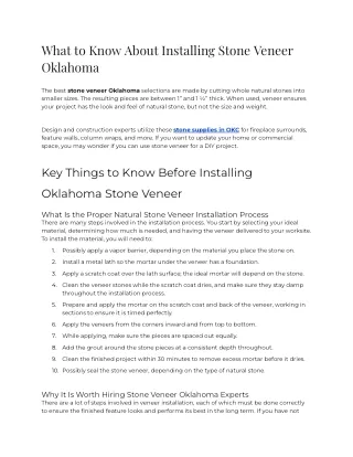 2023 - What to Know About Installing Stone Veneer Oklahoma