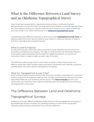 2023 - What Is the Difference Between a Land Survey and an Oklahoma Topographical Survey