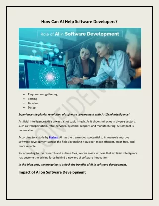 How Can AI Help Software Developers?