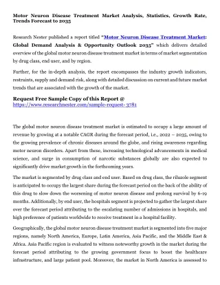 Motor Neuron Disease Treatment Market Analysis, Statistics, Growth Rate, Trends