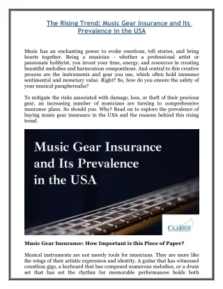 The Rising Trend - Music Gear Insurance and Its Prevalence in the USA