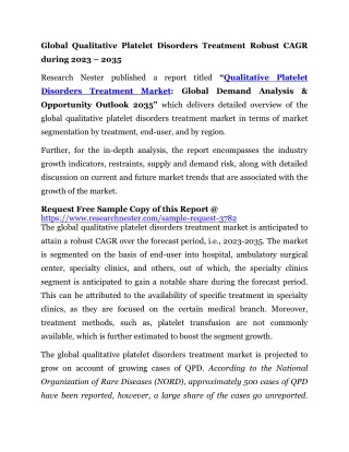 Global Qualitative Platelet Disorders Treatment Market