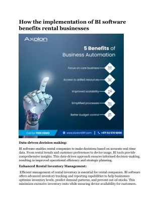 How the implementation of BI software benefits rental businesses