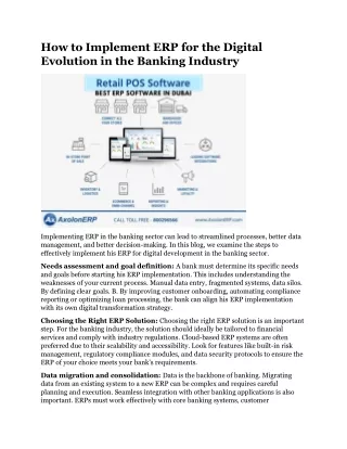 How to Implement ERP for the Digital Evolution in the Banking Industry