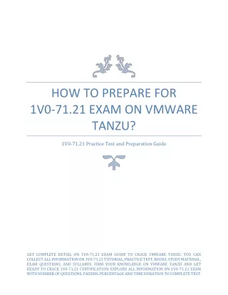 How to Prepare for 1V0-71.21 exam on VMware Tanzu?