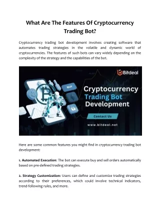 What Are The Features Of Cryptocurrency Trading Bot