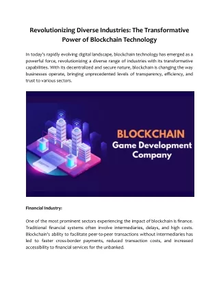 Revolutionizing Diverse Industries_ The Transformative Power of Blockchain Technology