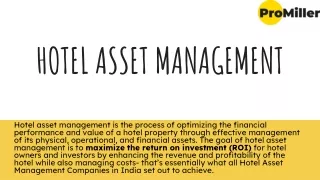 Hotel Asset Mnagement