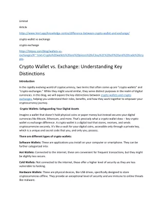 Crypto Wallet vs. Exchange Understanding Key Distinctions