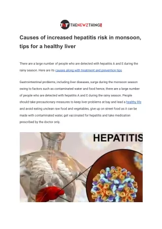Causes of increased hepatitis risk in monsoon, tips for a healthy liver