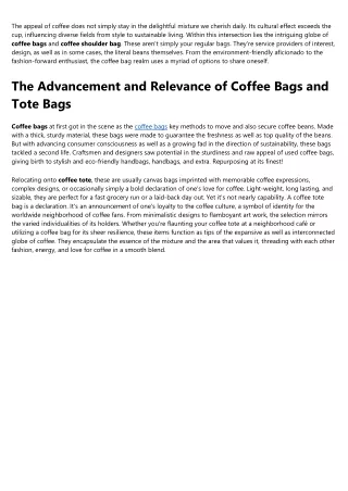 Not known Facts About coffee bags
