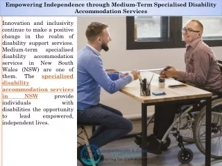 Medium-Term Specialised Disability Accommodation Services - HH&CS