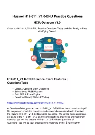 Huawei H12-811_V1.0-ENU Practice Questions-Learning Materials from QuestionsTube