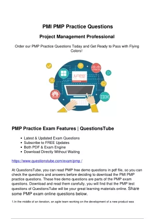 PMI PMP Practice Questions - Self Learning Materials from QuestionsTube