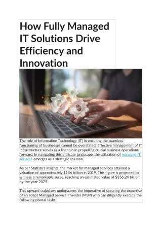 How Fully Managed IT Solutions Drive Efficiency and Innovation