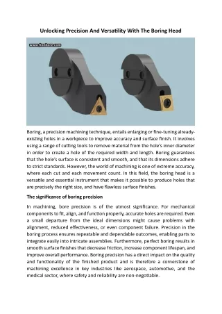 Unlocking Precision And Versatility With The Boring Head