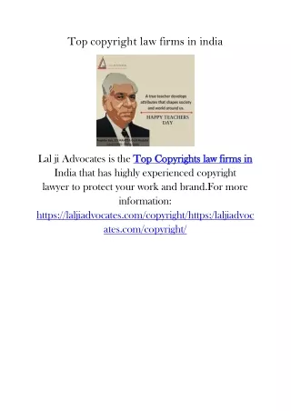 Top copyright law firms in india