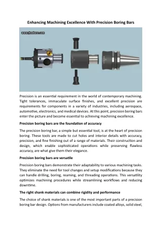 Enhancing Machining Excellence With Precision Boring Bars