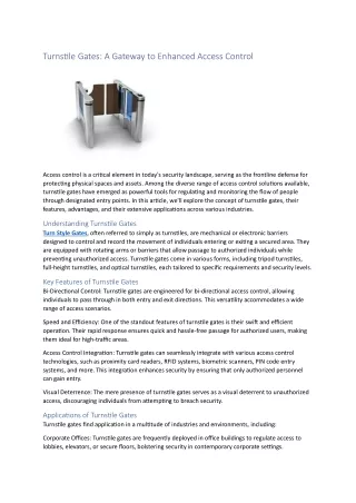 Turnstile Gates: A Gateway to Enhanced Access Contro