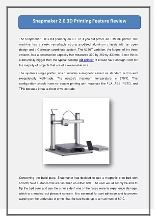 Snapmaker 2.0 3D Printing Feature Review