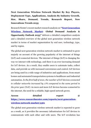Next Generation Wireless Network Market Analysis By Industry Growth 2035