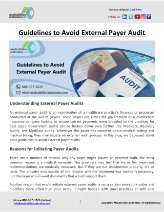 Guidelines to Avoid External Payer Audit