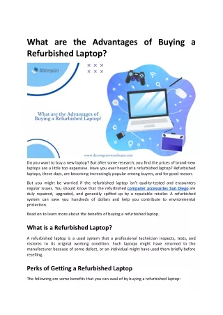 What are the Advantages of Buying a Refurbished Laptop?