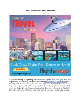 Flights From Denver to Hawaii Flight Tickets
