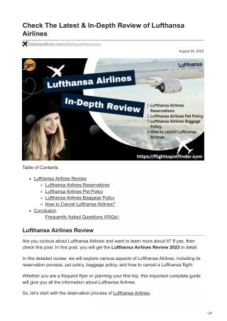 Check The Latest amp In-Depth Review of Lufthansa Airlines