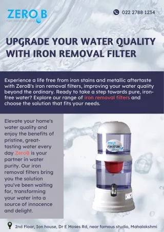 Upgrade Your Water Quality with Iron Removal Filter