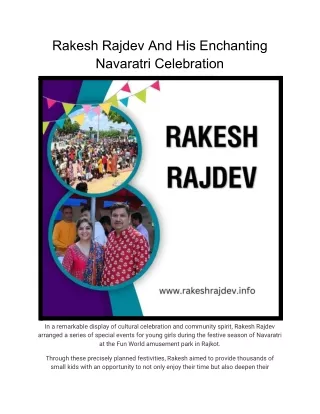 Rakesh Rajdev And His Enchanting Navaratri Celebration