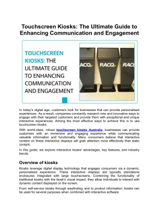 Touchscreen Kiosks: The Ultimate Guide to Enhancing Communication and Engagement
