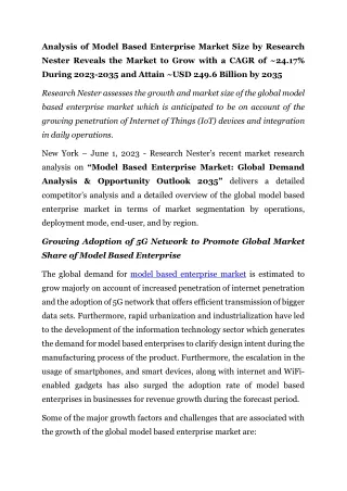 Model Based Enterprise Market