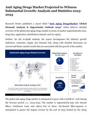Anti Aging Drugs Market Size and Share Analysis by Top Companies, 2023-2033