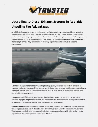 Upgrading to Diesel Exhaust  in Adelaide