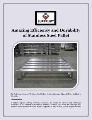 Amazing Efficiency and Durability of Stainless Steel Pallet