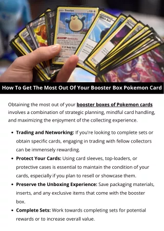 How To Get The Most Out Of Your Booster Box Pokemon Card