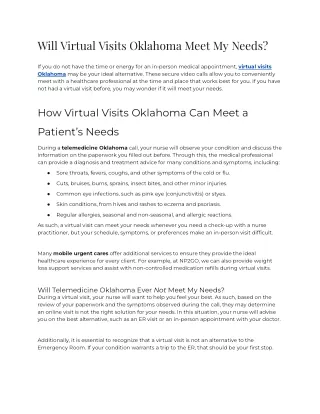 2023 - Will Virtual Visits Oklahoma Meet My Needs