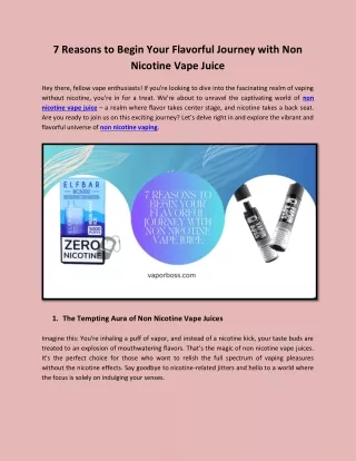 7 Reasons to Begin Your Flavorful Journey with Non Nicotine Vape Juice