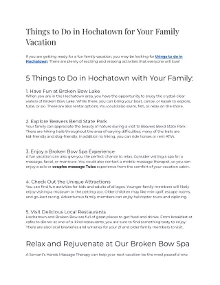 2023 - Things to Do in Hochatown for Your Family Vacation