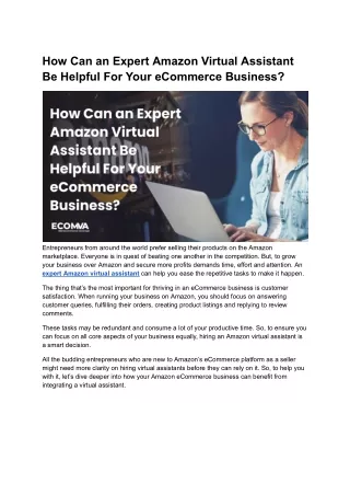 How Can an Expert Amazon Virtual Assistant Be Helpful For Your eCommerce Business