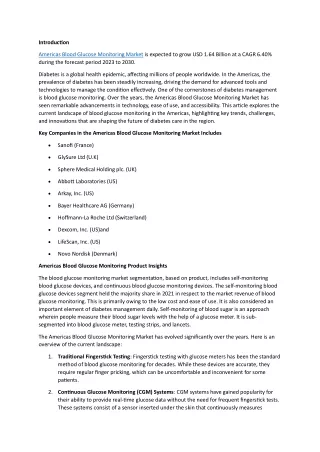 Americas Blood Glucose Monitoring Market