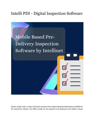 Intelli PDI - Digital Inspection Software