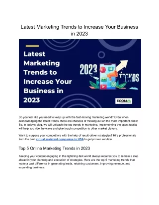 Latest Marketing Trends to Increase Your Business in 2023