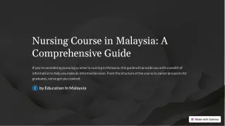 Get Scholarship & Complete you Nursing course in Malaysia