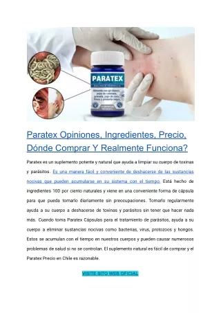 Paratex Opiniones, Ingredientes, Precio, Dónde Comprar Y Realmente Funciona